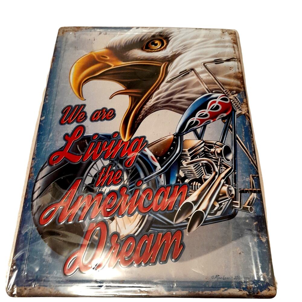 Living The American Dream Tin Sign Retro Vintage 16" x 12.5" New Auto